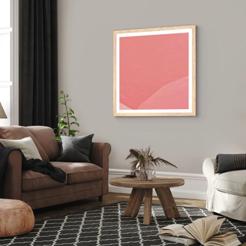 Plakát v rámu světlý dub - Organická kompozice v růžové - 60x60 cm