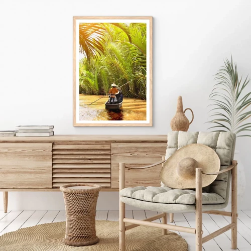 Plakát v rámu světlý dub - Palmovou souteškou - 50x70 cm