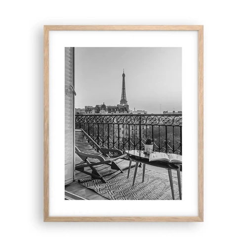 Plakát v rámu světlý dub - Pařížské odpoledne - 40x50 cm