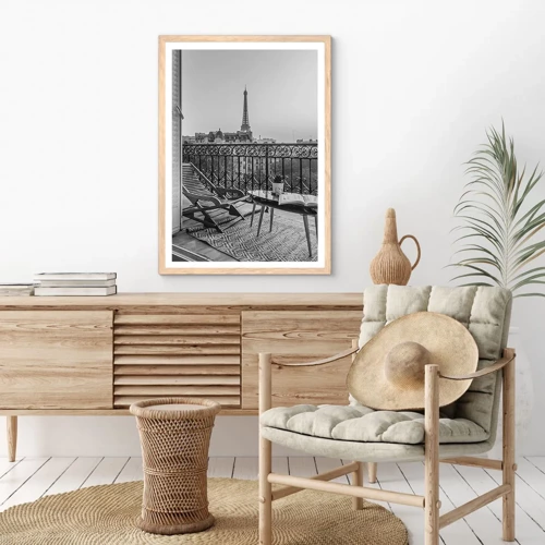 Plakát v rámu světlý dub - Pařížské odpoledne - 50x70 cm