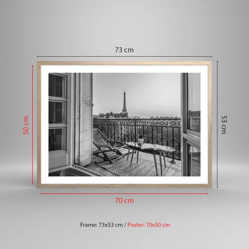 Plakát v rámu světlý dub - Pařížské odpoledne - 70x50 cm
