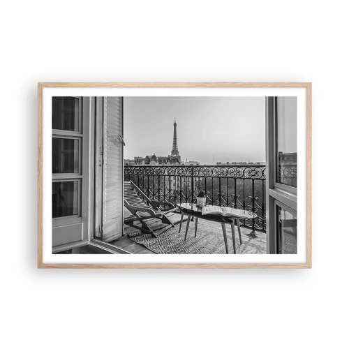 Plakát v rámu světlý dub - Pařížské odpoledne - 91x61 cm