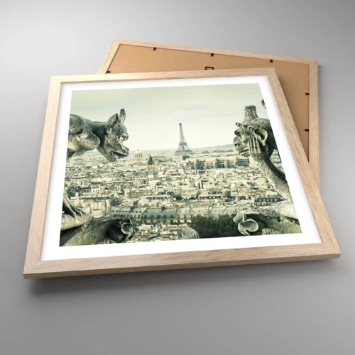 Plakát v rámu světlý dub - Pařížské povídání - 40x40 cm