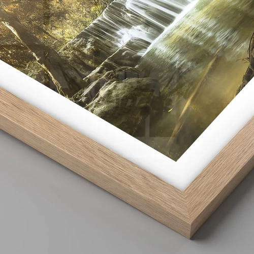 Plakát v rámu světlý dub - Parkový vodopád - 50x50 cm