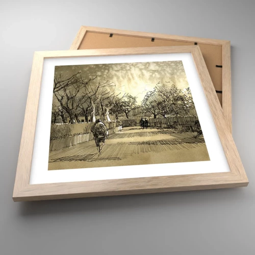 Plakát v rámu světlý dub - Pírkem zastavený okamžik - 30x30 cm