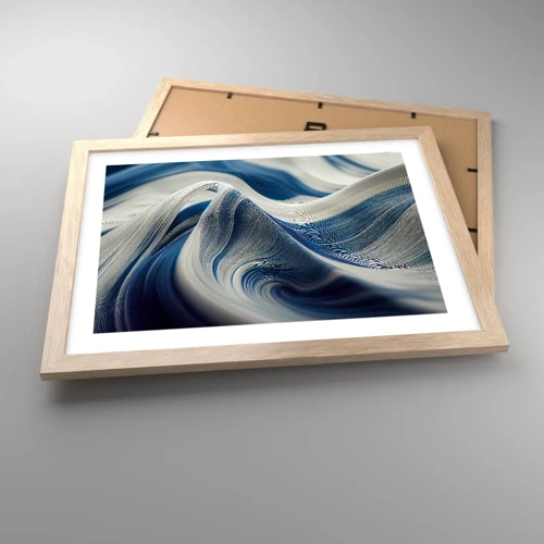 Plakát v rámu světlý dub - Plynulost modré a bílé - 40x30 cm
