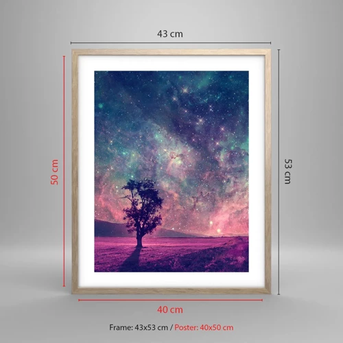 Plakát v rámu světlý dub - Pod magickou oblohou - 40x50 cm