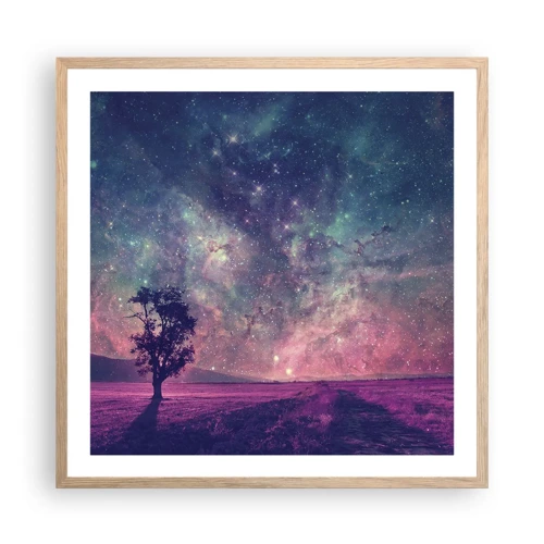 Plakát v rámu světlý dub - Pod magickou oblohou - 60x60 cm