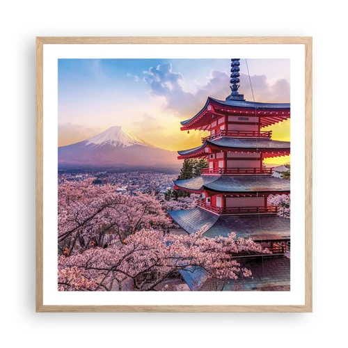 Plakát v rámu světlý dub - Podstata japonského ducha - 60x60 cm