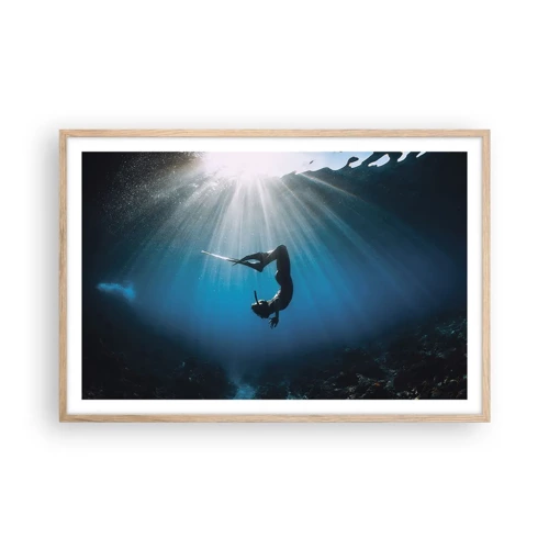 Plakát v rámu světlý dub - Podvodní tanec - 91x61 cm