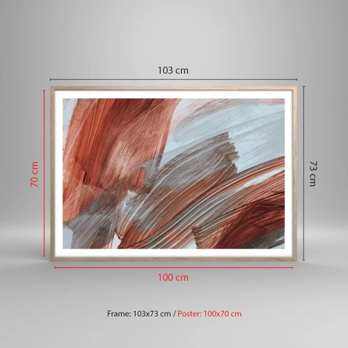 Plakát v rámu světlý dub - Podzimní větrná abstrakce - 100x70 cm