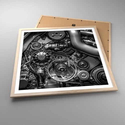 Plakát v rámu světlý dub - Poezie mechaniky - 60x60 cm