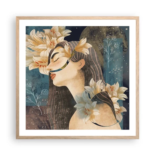 Plakát v rámu světlý dub - Pohádka o princezně s liliemi - 60x60 cm