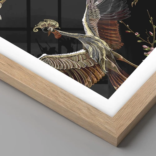Plakát v rámu světlý dub - Pohádkový pták - 50x50 cm
