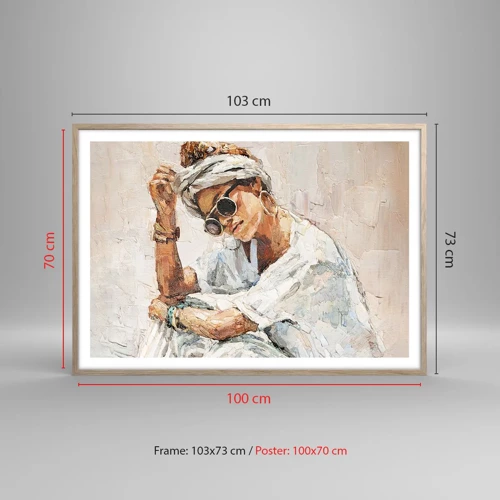 Plakát v rámu světlý dub - Portrét v plném slunci - 100x70 cm