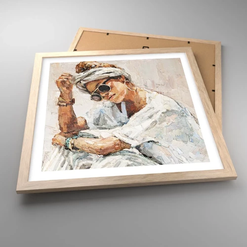 Plakát v rámu světlý dub - Portrét v plném slunci - 40x40 cm