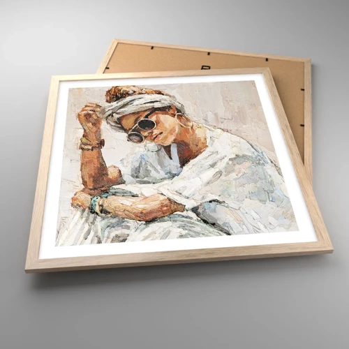 Plakát v rámu světlý dub - Portrét v plném slunci - 50x50 cm