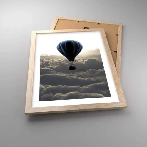 Plakát v rámu světlý dub - Poutník nad oblaky - 30x40 cm