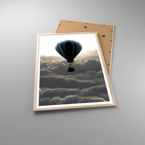 Plakát v rámu světlý dub - Poutník nad oblaky - 61x91 cm