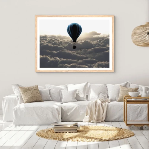Plakát v rámu světlý dub - Poutník nad oblaky - 70x50 cm