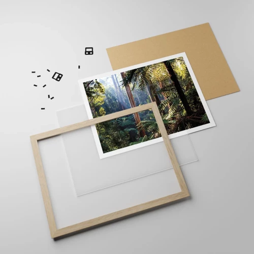 Plakát v rámu světlý dub - Povídka lesa - 100x70 cm