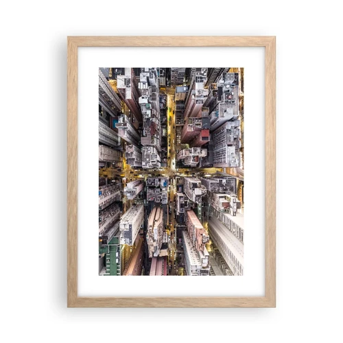 Plakát v rámu světlý dub - Pozdrav z Hongkongu - 30x40 cm