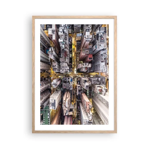 Plakát v rámu světlý dub - Pozdrav z Hongkongu - 50x70 cm