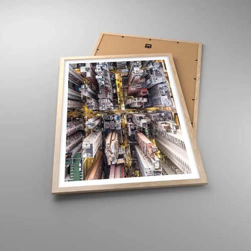 Plakát v rámu světlý dub - Pozdrav z Hongkongu - 50x70 cm