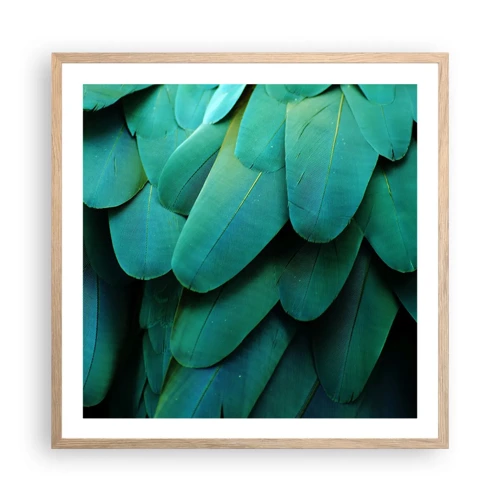 Plakát v rámu světlý dub - Přesnost papouščí povahy - 60x60 cm