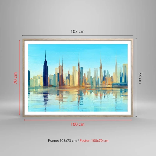 Plakát v rámu světlý dub - Prosluněná metropole - 100x70 cm