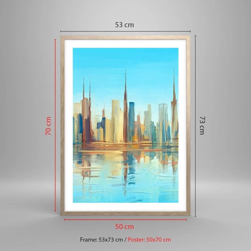 Plakát v rámu světlý dub - Prosluněná metropole - 50x70 cm