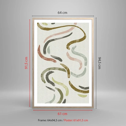 Plakát v rámu světlý dub - Radostný tanec abstrakce - 61x91 cm