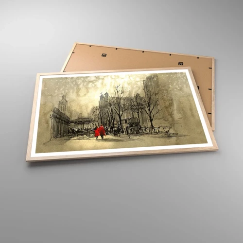 Plakát v rámu světlý dub - Rande v londýnské mlze  - 91x61 cm