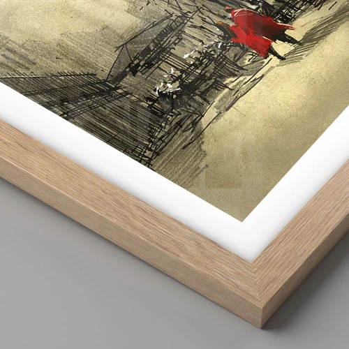 Plakát v rámu světlý dub - Rande v londýnské mlze  - 91x61 cm