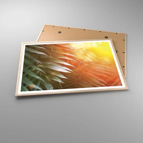 Plakát v rámu světlý dub - Ráno v džungli - 100x70 cm