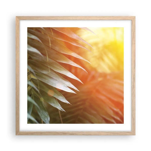 Plakát v rámu světlý dub - Ráno v džungli - 50x50 cm