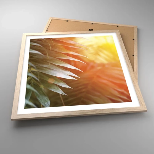 Plakát v rámu světlý dub - Ráno v džungli - 50x50 cm