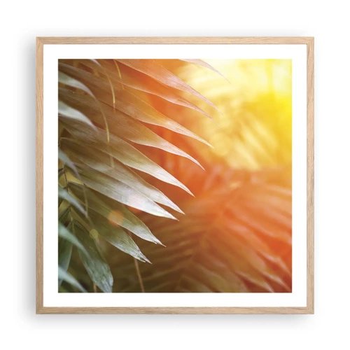 Plakát v rámu světlý dub - Ráno v džungli - 60x60 cm