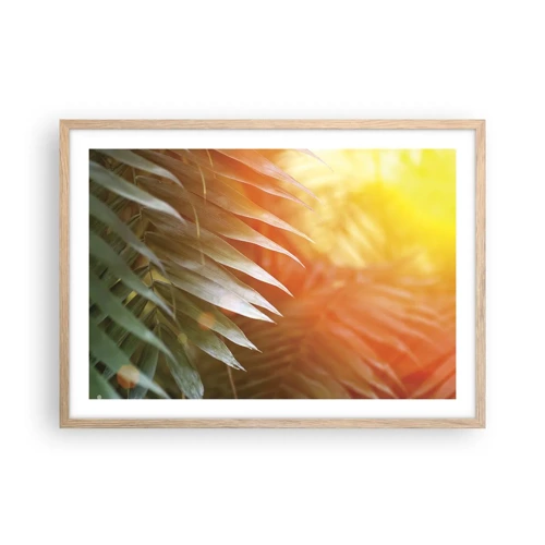 Plakát v rámu světlý dub - Ráno v džungli - 70x50 cm