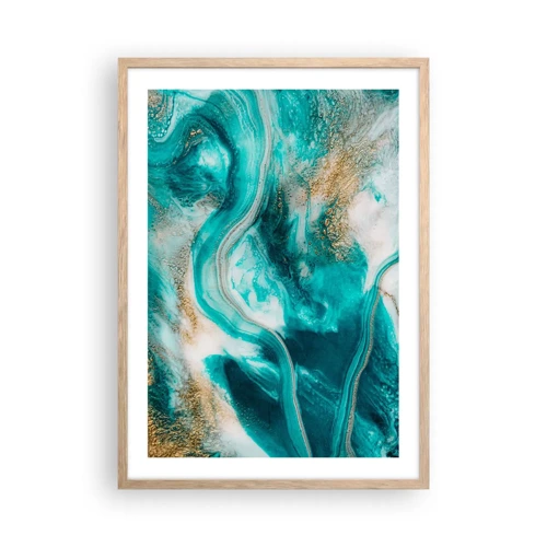 Plakát v rámu světlý dub - Řeka zlata - 50x70 cm
