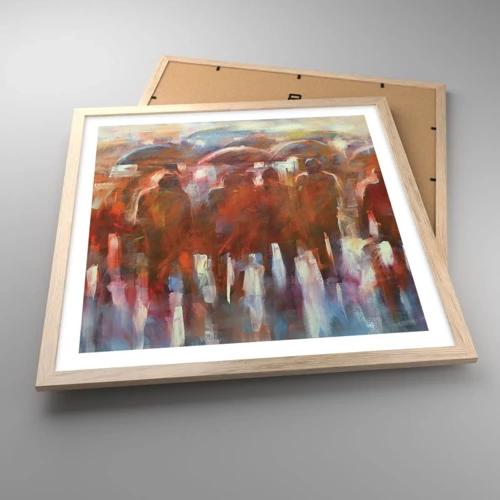 Plakát v rámu světlý dub - Rovnocenní v dešti a mlze - 50x50 cm