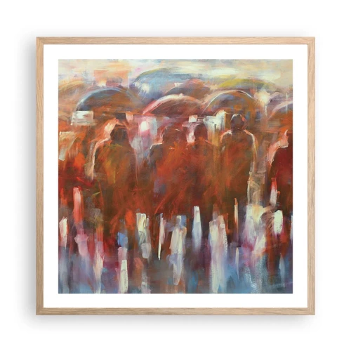 Plakát v rámu světlý dub - Rovnocenní v dešti a mlze - 60x60 cm