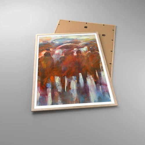 Plakát v rámu světlý dub - Rovnocenní v dešti a mlze - 70x100 cm
