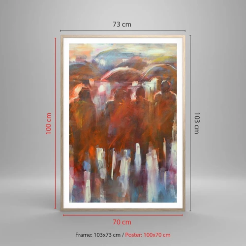 Plakát v rámu světlý dub - Rovnocenní v dešti a mlze - 70x100 cm