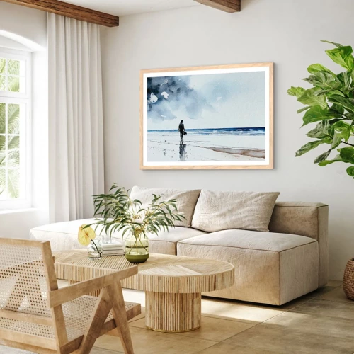 Plakát v rámu světlý dub - Rozhovor s mořem - 100x70 cm