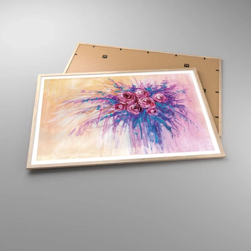 Plakát v rámu světlý dub - Růžová fontána - 100x70 cm