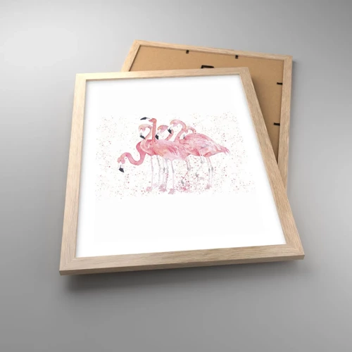 Plakát v rámu světlý dub - Růžový ansámbl - 30x40 cm