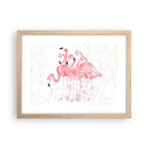 Plakát v rámu světlý dub - Růžový ansámbl - 40x30 cm