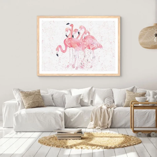 Plakát v rámu světlý dub - Růžový ansámbl - 50x40 cm