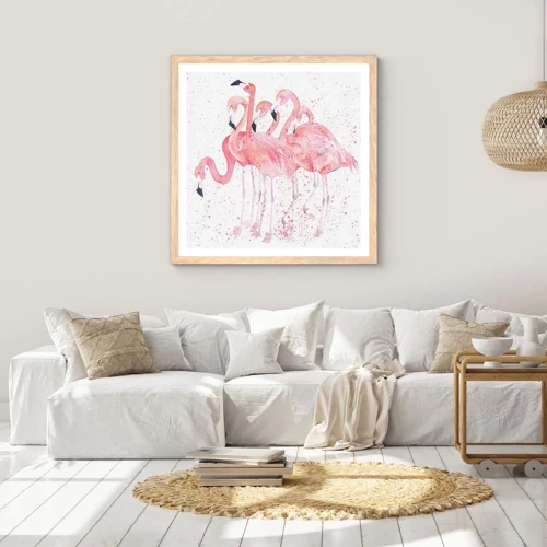 Plakát v rámu světlý dub - Růžový ansámbl - 60x60 cm